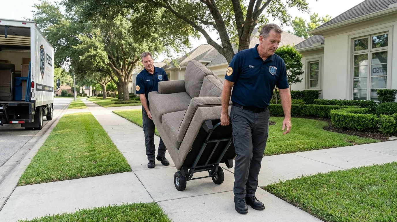 Local residential moving crew loading furniture in Eden Prairie, MN